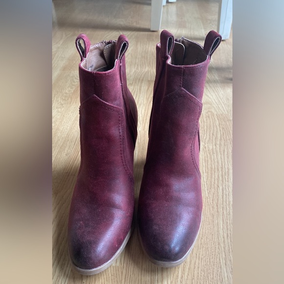 Burgundy booties